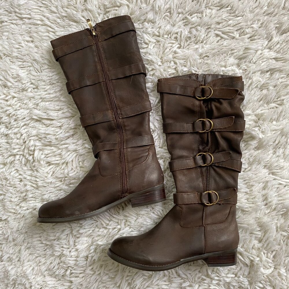 Leather Boots with Multiple Buckles and Straps
